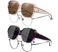 SDXCJY Polarized Sunglasses Fit Over Glasses for Men Women, Face Shadow Polarized Sunglasses Square Sun Glasses UV400 Protection (2pcs)