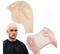 SDXCJY Premium Latex Bald Cap Set with Elastic-Fit Mesh Wig Liner - Realistic Skin-Color Bald Head Cover Ideal for Cosplay, Halloween, Theatrical Makeup & Fancy Dress Parties (One Size)