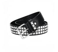 SDXCJY Rivet Punk Studded Belt - Goth Row Pyramid Square PU Leather Vintage Punk Rock Grommet Belt for Jeans Rockwear Women/Men (black)