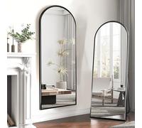 SDXYSTCE 160 x 50 cm Curved Full Length Mirror - Freestanding & Hanging Mounted Aluminium Frame for Living Room & Bedroom (Black)