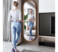 SDXYSTCE Full Length Oval Mirror, 150 x 40 cm, Large Bedroom Wall Mirror with Metal Frame, Decorative Modern Dressing Mirror for Bedroom, Wardrobe, Living Room, Home Studio, (Gold)