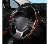 SDYAYFGE Car Walnut Wood Grain Coffee Color Solid Wood Steering Wheel Cover Suitable For BMW i4 2022,Non-Slip Segmented Protective Cover Interior Accessories,G Red