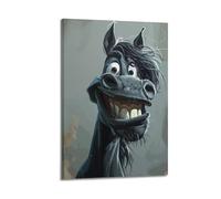 SDYFERBX Animal Smiling Cartoon Horse Art Poster Poster Decorative Painting Canvas Wall Posters And Art Picture Print Modern Family Bedroom Decor Posters 16x24inch(40x60cm)