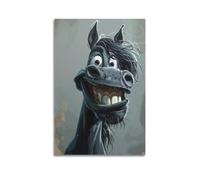 SDYFERBX Animal Smiling Cartoon Horse Art Poster Poster Decorative Painting Canvas Wall Posters And Art Picture Print Modern Family Bedroom Decor Posters 12x18inch(30x45cm)