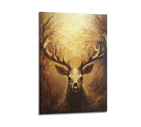 SDYFERBX Golden Deer Skull Poster Poster Decorative Painting Canvas Wall Posters And Art Picture Print Modern Family Bedroom Decor Posters 16x24inch(40x60cm)