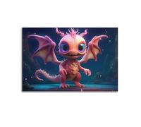 SDYFERBX Magenta Baby Dragon Poster Poster Decorative Painting Canvas Wall Posters And Art Picture Print Modern Family Bedroom Decor Posters 24x36inch(60x90cm)