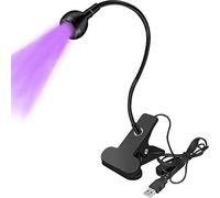 SDYGDB 3W LED Ultraviolet Light with 4 Dimmable Brightness Flexible Lamp USB-Powered UV Gel Curing Lamp for Fluorescent Paint LED Desk Light Clamp with 360°Hose for Nail Gel Drying(Black)