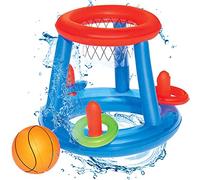 SDYGDB Children's Inflatable Basketball Hoop Swimming Pool Water Floating Objects Throwing Ring Basketball Hoop Toys Set for Swimming Pool Beach Camping Water Ball Game((blue + Red) basketball stand)
