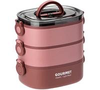 SDYGDB Food Box 2000ML 3-Tier Stackable Food Case Sealed Leak-Proof Meal Box Microwave Safe Portable Students Workers Food Container for Home Office School Camping(Siahong)