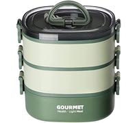 SDYGDB Food Box 2000ML 3-Tier Stackable Food Case Sealed Leak-Proof Meal Box Microwave Safe Portable Students Workers Food Container for Home Office School Camping(Bean Paste Green)