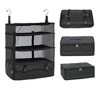 SDYGDB Travel Luggage Organizer Portable Travel Shelves Bag 3-Shelf Suitcase Packing Cube Collapsible Hanging Closet Storage Bag Space Saver for Wardrobe Suitcase Carry On