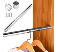 SDYGDB Wardrobe Rail Extendable Clothing Rail 21.5 to 39.5 Inch Stainless Steel Clothes Rod with End Sockets Screws Adjustable Closet Rail Pole Heavy Duty Telescopic Closet Rod for Closet Cupboard War