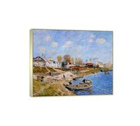 SDYSKKUG Alfred Sisley Painting Reproductions. Landscape Picture on Canvas. Sand on Quayside. Champagne Silver Frame Wall Art Poster for Home Decor 35x30cm