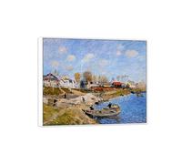 SDYSKKUG Alfred Sisley Painting Reproductions. Landscape Picture on Canvas. Sand on Quayside. White Frame Wall Art Poster for Living Room Decoration 85x70cm