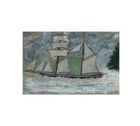 SDYSKKUG Alfred Wallis Wall Art Picture. Famous Canvas Prints. Sailing Ship. Artwork Painting for Living Room Bedroom Home Decor 90x60cm Unframed