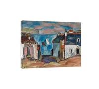 SDYSKKUG Anne Estelle Rice Wall Art Picture. Famous Canvas Prints. Brittany Village. Artwork Painting for Living Room Bedroom Home Decor 75x60cm Inner Framed