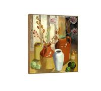 SDYSKKUG Canvas Wall Art Picture. Cedric Morris Famous Painting Poster Reproduction. Pots. Wooden Frame Prints Home Wall Decor Ready to Hang 48x40cm19x16in
