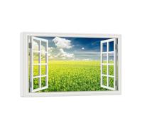 SDYSKKUG Fake Window Picture Landscape Canvas Wall Art Prints Clouds Field Nature Painting for Living Room Bedroom Decor 45x30cm Inner Frame