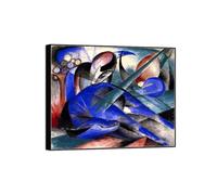 SDYSKKUG Franz Marc Wall Art Picture. Dreaming Horses. Abstract Canvas Prints. Modern Artwork Painting for Living Room Bedroom Home Decor 85x70cm Black Frame