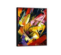 SDYSKKUG Franz Marc Wall Art Picture. Mountain Goats. Abstract Canvas Prints. Modern Artwork Painting for Living Room Bedroom Home Decor 65x50cm Black Frame
