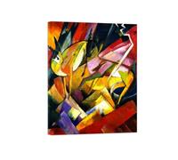SDYSKKUG Franz Marc Wall Art Picture. Mountain Goats. Abstract Canvas Prints. Modern Artwork Painting for Living Room Bedroom Home Decor 105x80cm Inner Frame