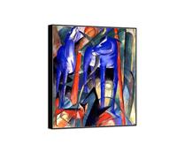 SDYSKKUG Franz Marc Wall Art Picture. Three Animals. Abstract Canvas Prints. Modern Artwork Painting for Living Room Bedroom Home Decor 50x40cm Black Frame