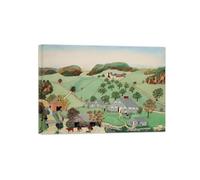 SDYSKKUG Grandma Moses Wall Art Picture. Famous Canvas Prints. Old Oaken Bucket. Artwork Painting for Living Room Bedroom Home Decor 100x70cm Inner Framed