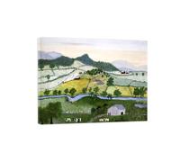 SDYSKKUG Grandma Moses Wall Art Picture. Famous Canvas Prints. White Creek. Artwork Painting for Living Room Bedroom Home Decor 65x50cm Inner Framed