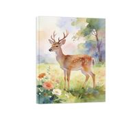 SDYSKKUG Watercolor Animal Wall Art for Living Room. Forest Deer. Modern Canvas Prints. Minimalist Farmhouse Bedroom Decor 40x30cm Inner Framed