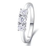 SDyudDS Rings, 18K Gold Ring Band Promise for Her Three Round Moissanite 0.1ct Engagement White(O 1/2)