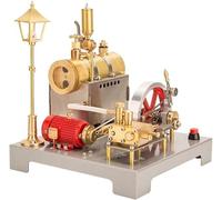 SE-02 Vintage Horizontal Steam Engine Model with Working Boiler & Light-Up Street Lamp, 100+PCS Metal DIY Kit for Adults, Collectors & Home Office Decoration