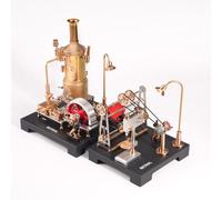 SE-03 Steam Engine Model Kit, 38 Pieces Metal Working Miniature Motor with Generator and Lamp Tripod, Machine Physics Toy for Mint Education, Home Decoration and Collectibles