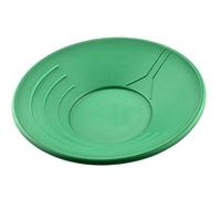 SE 14 Inch Gold Panning Pan - Three Riffles for Easier Mining and Prospecting (Single Green)