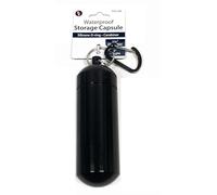 SE 5" Waterproof Aluminum Storage Container with Carabiner - Outdoor Survival Equipment Capsule (5" Length x 1.5" Diameter) PH512 (Black)