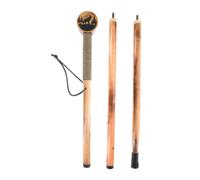 SE 55" Detachable Pine Wood Hiking Stick with Wolf Design, Camera Mount, Rope Wrapped Handle, and Paracord Wrist Strap