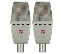 SE Electronics T2-Pair Factory Matched Pair of T2 Large Diaphragm Condenser Microphone, Silver