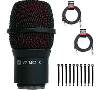 sE Electronics V7-MC1-X-BLK V7 X Mic Capsule for Shure Wireless System, Black - Bundle with 2 XLR Cables and 10 Cable Ties