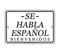 Se Habla Espanol Bienvenidos We Speak Spanish Services Metal Sign Retro Vintage Tin Sign Metal Poster Wall Art Decor 8X12 Inches