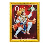 SE Hanuman/bajrangbali ji with with Dronagiri Mountain & shri ram on Chest Photo Frame with Laminated Poster for puja Room Temple Worship/Wall Hanging/Gift/Home Decor (30 x 23 cm)…