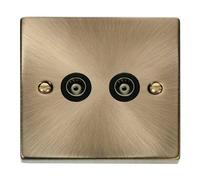 SE Home Antique Brass Twin Isolated Coaxial Socket in Gold SE Home Gold