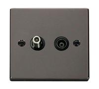 SE Home Black Nickel Satellite & Coaxial Socket 1 Gang SE Home Black