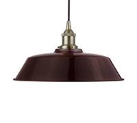 SE Home Burgundy Red Chancery Pendant Light - Brushed Chrome - Black Round SE Home Red