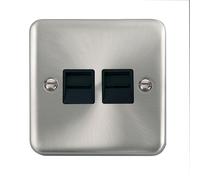 SE Home Curved Satin Chrome Master Telephone Twin Socket in Silver SE Home Silver