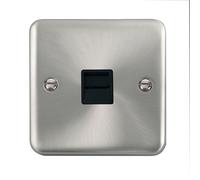 SE Home Curved Satin Chrome Secondary Telephone Single Socket in Silver SE Home Silver