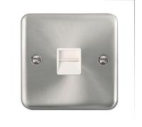 SE Home Curved Satin Chrome Secondary Telephone Single Socket in Silver SE Home Silver