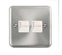 SE Home Curved Satin Chrome Secondary Telephone Twin Socket in Silver SE Home Silver