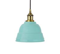 SE Home Duck Egg Blue Lincoln Pendant Light - Matt Antique Brass - Black Round SE Home Blue