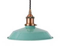 SE Home Duck Egg Blue Small Trinity Metal Painted Dome Pendant Light With Matt Antique Copper Lamp Holder And Black Twisted Cable