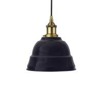 SE Home Navy Blue Lincoln Pendant Light - Matt Antique Brass - Black Round SE Home Blue