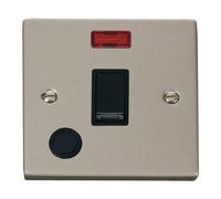 SE Home Pearl Nickel 1 Gang 20A DP Switch With Flex With Neon in Metallic Silver SE Home Metallic Silver